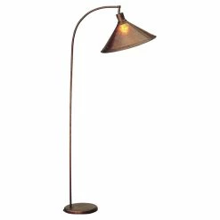 Cheapest 🔔 Cal Lighting 18.5" Metal And Mica Arc Floor Lamp With Cone Shade In Rust Brown 😍