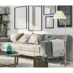 Brand new ⭐ Cal Lighting 16" Transitional Metal Floor Lamp With Swing Arm In Antique Brass 🧨 -Henn&Hart shop 1355199 2 L