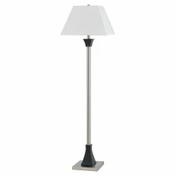 Buy ✔️ Cal Lighting Hotel 12" Square Durable Metal Floor Lamp In Silver/White 👏