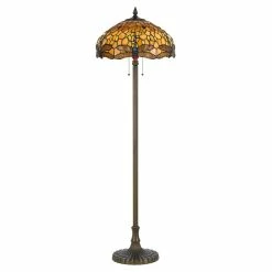 Best deal 🛒 Cal Lighting Tiffany 18.5" Metal And Glass Floor Lamp In Antique Brass 😍