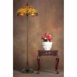 Best deal 🛒 Cal Lighting Tiffany 18.5" Metal And Glass Floor Lamp In Antique Brass 😍 -Henn&Hart shop 1362313 2 L