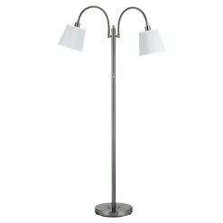 Discount 🌟 Cal Lighting Gail 11" 2-light Durable Metal Arc Floor Lamp In Silver 🎁