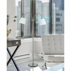 Discount 🌟 Cal Lighting Gail 11" 2-light Durable Metal Arc Floor Lamp In Silver 🎁 -Henn&Hart shop 1362351 2 L