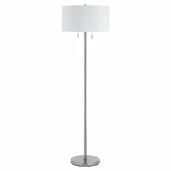 Cheapest 🤩 Cal Lighting Calais 17" Metal Floor Lamp With Pull Chain Switch In Silver 🎉