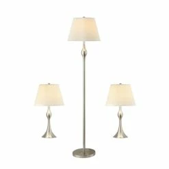 Flash Sale 😉 Coaster 3 Piece Elegant Lamp Set In Nickel 🔔