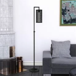 Flash Sale 🎁 Henn&Hart 15" Blackened Bronze Metal/Metal Mesh Floor Lamp 🥰 -Henn&Hart shop 1922592 1 L