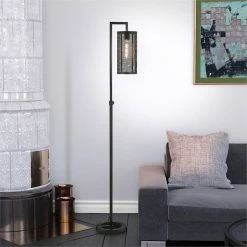 Flash Sale 🎁 Henn&Hart 15" Blackened Bronze Metal/Metal Mesh Floor Lamp 🥰 -Henn&Hart shop 1922592 3 L