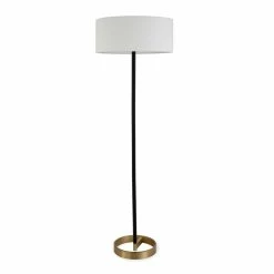 Wholesale ⭐ Henn&Hart 20" Matte Black/Brass Metal/Fabric Floor Lamp 🔥