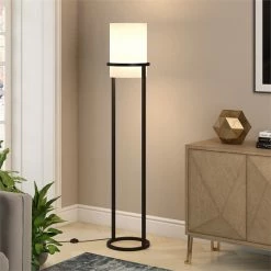 Cheapest 🤩 Henn&Hart 12" Blackened Bronze Metal/Fabric Floor Lamp 😍 -Henn&Hart shop 1941307 4 L