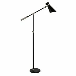 Budget 🤩 Henn&Hart 31" Black/Brushed Nickel Metal Floor Lamp ⭐