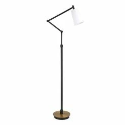 New 😉 Henn&Hart 11" Matte Black/Brass Metal/Fabric Floor Lamp 🔔