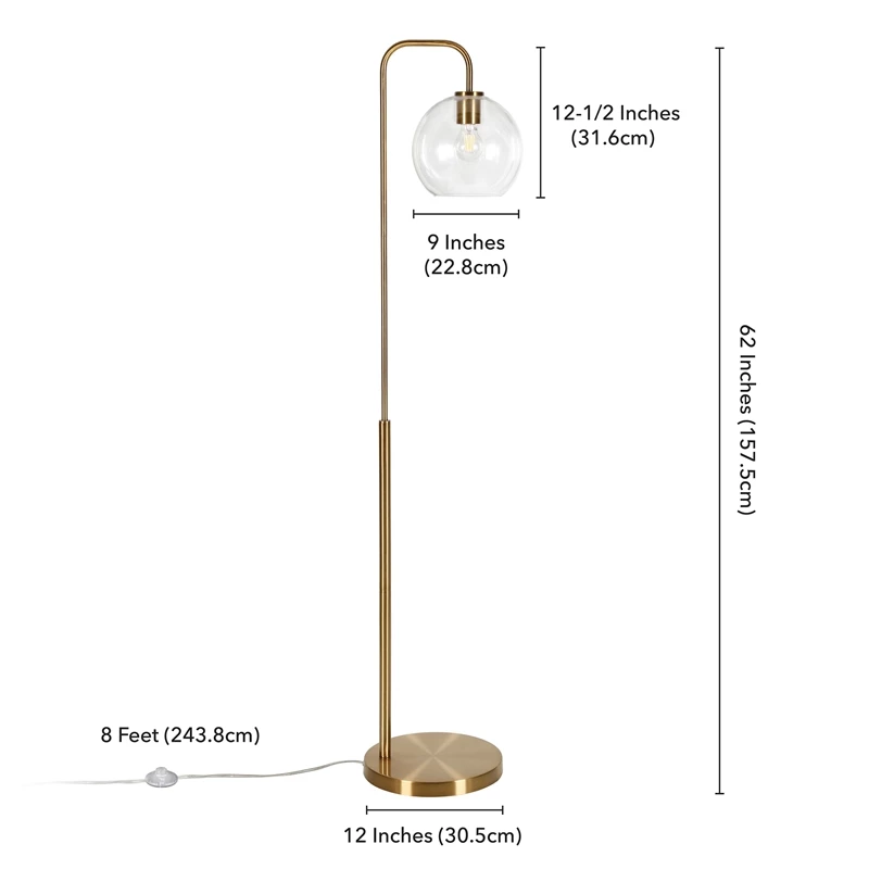 Discount 😉 Henn&Hart 12" Brass Metal/Glass Floor Lamp 👍 7 Discount 😉 Henn&Hart 12" Brass Metal/Glass Floor Lamp 👍 - Image 5