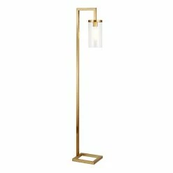 Budget 🔔 Henn&Hart 11" Brass Metal/Glass Floor Lamp 😀