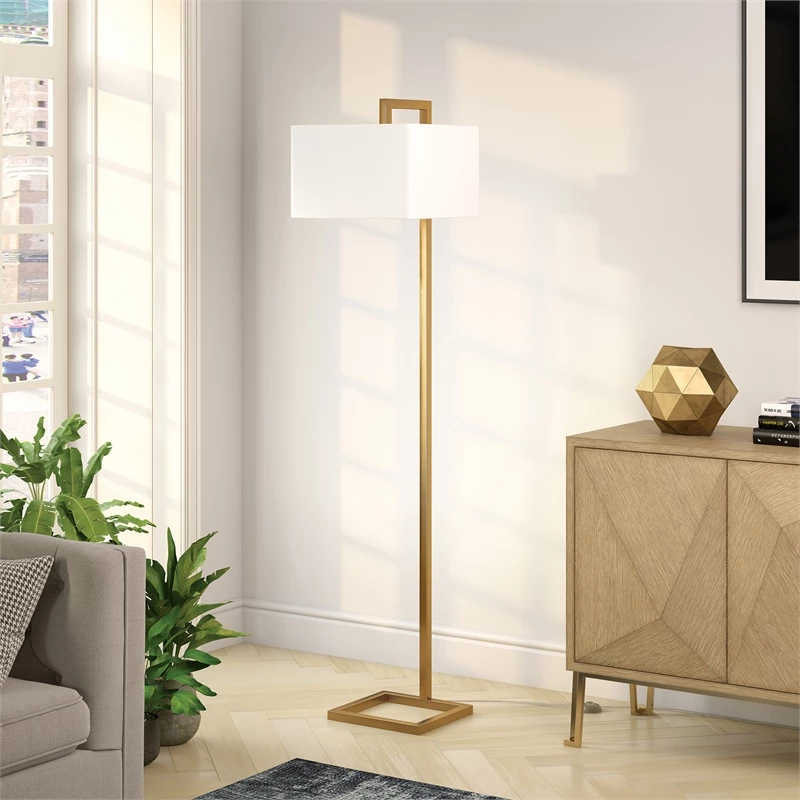 Hot Sale 🥰 Henn&Hart 16" Brass Metal/Fabric Floor Lamp ✨ 4 Hot Sale 🥰 Henn&Hart 16" Brass Metal/Fabric Floor Lamp ✨ - Image 2