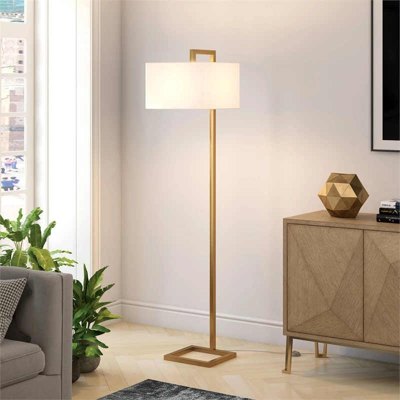 Hot Sale 🥰 Henn&Hart 16" Brass Metal/Fabric Floor Lamp ✨ 6 Hot Sale 🥰 Henn&Hart 16" Brass Metal/Fabric Floor Lamp ✨ - Image 4