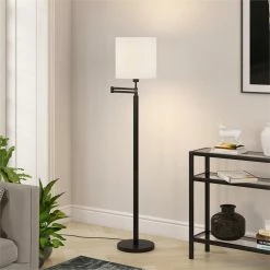 Outlet ⭐ Henn&Hart 23" Blackened Bronze Metal/Fabric Floor Lamp 😍 -Henn&Hart shop 1984774 6 L