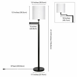 Outlet ⭐ Henn&Hart 23" Blackened Bronze Metal/Fabric Floor Lamp 😍 -Henn&Hart shop 1984774 7 L