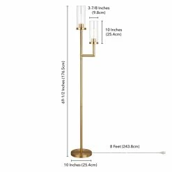 Outlet 👍 Henn&Hart 11" Brass Metal/Glass Floor Lamp 🎁 -Henn&Hart shop 1984776 4 L