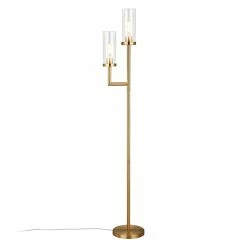 Outlet 👍 Henn&Hart 11" Brass Metal/Glass Floor Lamp 🎁 -Henn&Hart shop 1984776 8 L