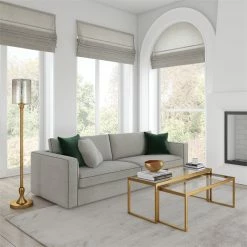 Deals 🤩 Henn&Hart 12" Brass Metal/Mercury Glass Floor Lamp 🎁 -Henn&Hart shop 1984797 7 L