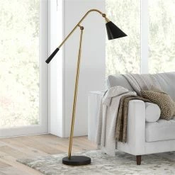 Flash Sale ❤️ Henn&Hart 11" Brass/Matte Black Metal Floor Lamp 🥰 -Henn&Hart shop 2004333 1 L
