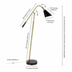 Flash Sale ❤️ Henn&Hart 11" Brass/Matte Black Metal Floor Lamp 🥰 -Henn&Hart shop 2004333 4 L