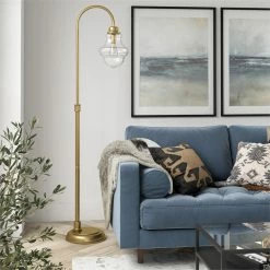 Discount 🔥 Henn&Hart 12" Brass Metal/Glass Floor Lamp 🔔 -Henn&Hart shop 2005388 1 L