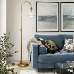 Discount 🔥 Henn&Hart 12" Brass Metal/Glass Floor Lamp 🔔 -Henn&Hart shop 2005388 9 L