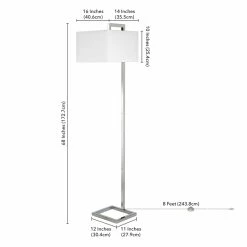 Coupon 🥰 Henn&Hart 16" Polished Nickel Metal/Fabric Floor Lamp 👍 -Henn&Hart shop 2005420 4 L