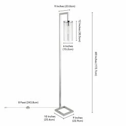 Coupon 😉 Henn&Hart 11" Polished Nickel Metal/Glass Floor Lamp 🎁 -Henn&Hart shop 2005421 4 L