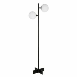 Outlet 🧨 Pemberly Row 2-Light Metal Black And Bronze Floor Lamp With Glass Orb Shade 🧨