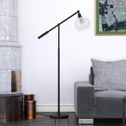 Top 10 🌟 Pemberly Row 60.62" Adjustable Metal Seeded Glass Floor Lamp In Blackened Bronze 😀 -Henn&Hart shop 2014356 1 L