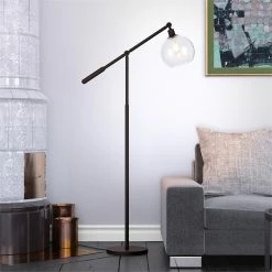 Top 10 🌟 Pemberly Row 60.62" Adjustable Metal Seeded Glass Floor Lamp In Blackened Bronze 😀 -Henn&Hart shop 2014356 3 L