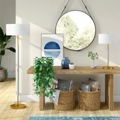 Cheapest 😉 Henn&Hart 17" Cool Gray/Brass Metal/Fabric Floor Lamp ✔️ -Henn&Hart shop 2027461 11 L