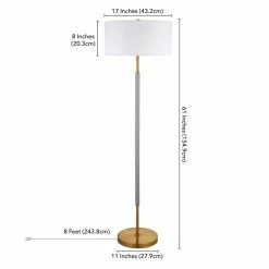 Cheapest 😉 Henn&Hart 17" Cool Gray/Brass Metal/Fabric Floor Lamp ✔️ -Henn&Hart shop 2027461 12 L