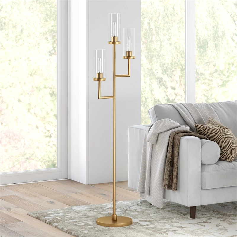 Buy ⭐ Henn&Hart 15" Brass Metal/Glass Floor Lamp 😉 4 Buy ⭐ Henn&Hart 15" Brass Metal/Glass Floor Lamp 😉 - Image 2