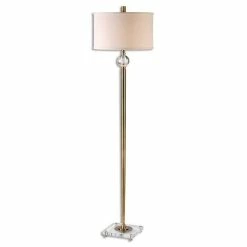 Hot Sale 🔥 Allora 1-Light Metal And Crystal Floor Lamp In Brushed Brass 🎁