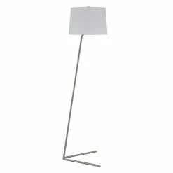 Outlet ⭐ Allora 60.75" Mid Century Mod Tilted Floor Lamp With Fabric Shade In Gray 🌟