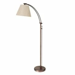 Deals 🎉 Allora Modern Adjustable Metal Floor Lamp With Flax Shade In Oil Brushed Bronze ✔️