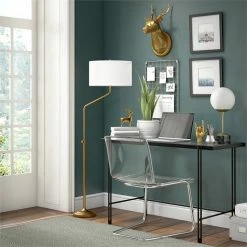 Coupon ✔️ Henn&Hart 16" Brushed Brass Metal/Fabric Floor Lamp 👍 -Henn&Hart shop 2159017 3 L