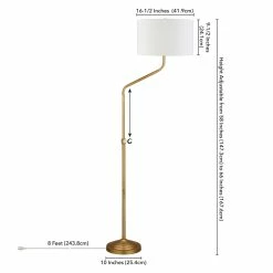 Coupon ✔️ Henn&Hart 16" Brushed Brass Metal/Fabric Floor Lamp 👍 -Henn&Hart shop 2159017 4 L