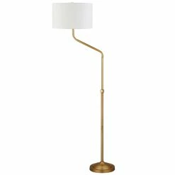 Coupon ✔️ Henn&Hart 16" Brushed Brass Metal/Fabric Floor Lamp 👍 -Henn&Hart shop 2159017 8 L