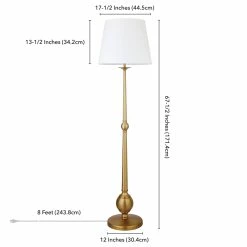 Cheapest 🔔 Henn&Hart 17" Brushed Brass Metal/Fabric Floor Lamp 😀 -Henn&Hart shop 2159038 3 L
