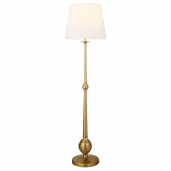 Cheapest 🔔 Henn&Hart 17" Brushed Brass Metal/Fabric Floor Lamp 😀 -Henn&Hart shop 2159038 5 L