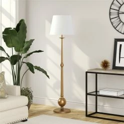 Cheapest 🔔 Henn&Hart 17" Brushed Brass Metal/Fabric Floor Lamp 😀 -Henn&Hart shop 2159038 6 L