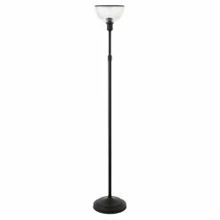 Promo 🔥 Henn&Hart 11" Blackened Bronze Metal/Ribbed Glass Floor Lamp ✔️