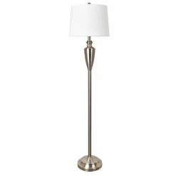Flash Sale ⌛ Crestview Collection SNG Silver Metal Modern Floor Lamp With Tapered Drum Shade 😍 -Henn&Hart shop 2201351 10 L
