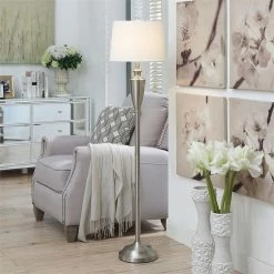 Flash Sale ⌛ Crestview Collection SNG Silver Metal Modern Floor Lamp With Tapered Drum Shade 😍 -Henn&Hart shop 2201351 11 L