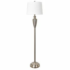 Flash Sale ⌛ Crestview Collection SNG Silver Metal Modern Floor Lamp With Tapered Drum Shade 😍