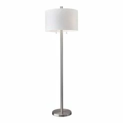 Top 10 ⌛ HomeRoots 18.5" Double Bulb Modern Steel Metal Floor Lamp In White/Silver 🌟